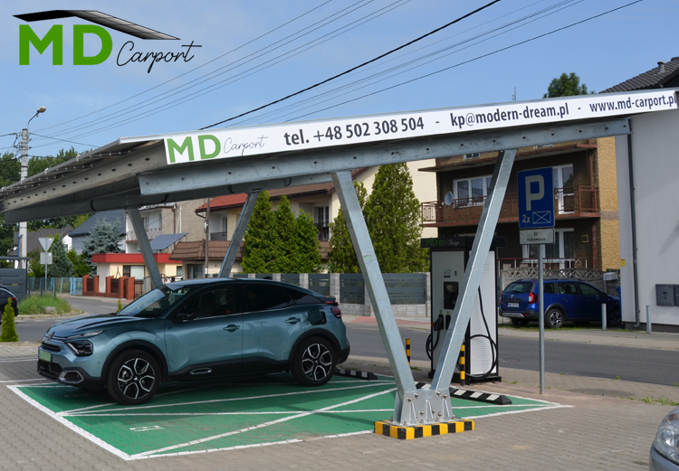 carport fotowoltaiczny MD Carport Samochó elektryczny Modern Dream